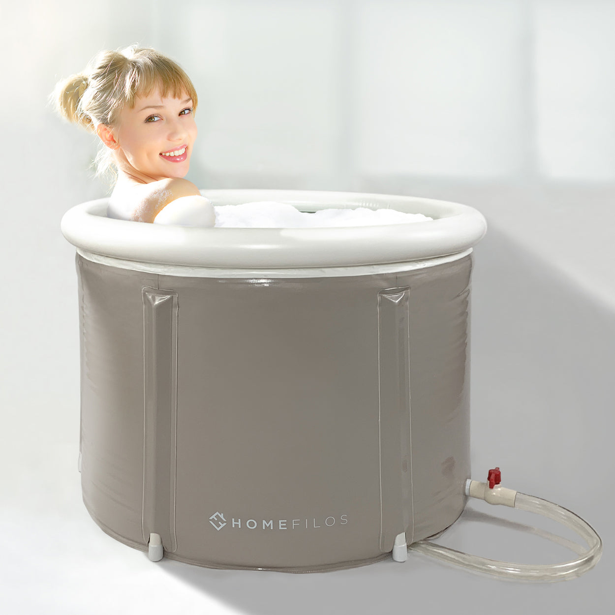Portable Bathtub (SMALL) by Homefilos, Japanese Soaking Bath Tub for Shower Stall