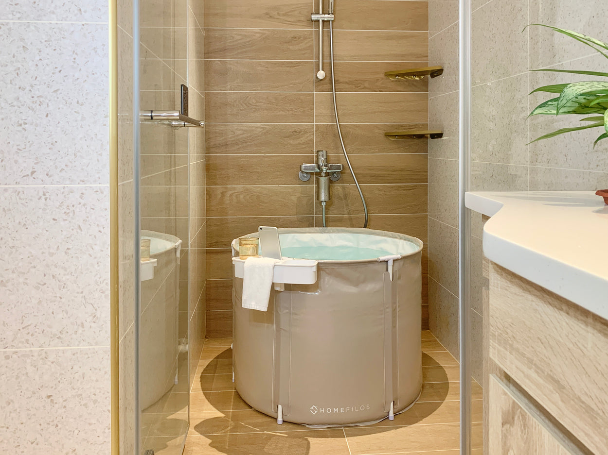 Homefilos - Portable Bathtub, Japanese Soaking Bath Tub for Shower