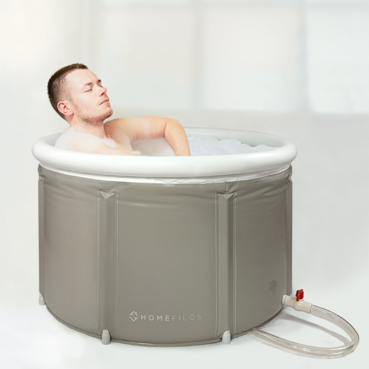 Portable Bathtub (LARGE) by Homefilos, Japanese Soaking Bath Tub for Shower Stall